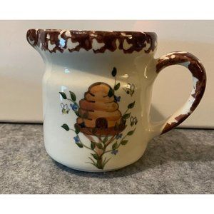 Alpine  Pottery  Small Pitcher w/ Beehive  Made in Roseville Ohio  4.25 inches